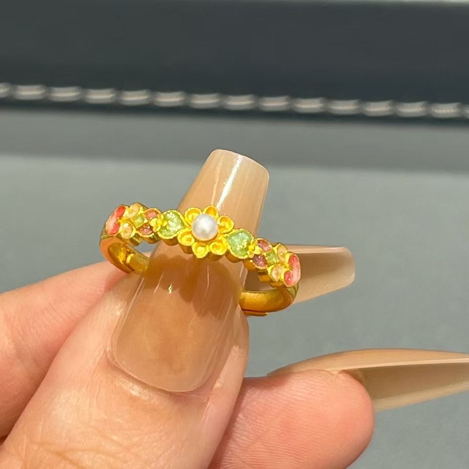 2024 Lingering Fan Flower Pearl Ring Light Luxury Niche New Chinese Style Jewelry_ipsvogv.com