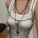 Gothic Punk Style Black Cross Beaded Necklace Women's Long Sweater Chain Niche Design Sweater Chain Accessories_ipsvogv.com