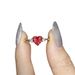 Three Heroes Set Heart Shaped Pigeon Blood Red Garnet Ring, Cute And Sweet, Rose Gold Plated Diamond Ring For Women_ipsvogv.com