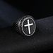 Punk Titanium Steel Gold-Plated Color-Retaining Cross Ring_ipsvogv.com
