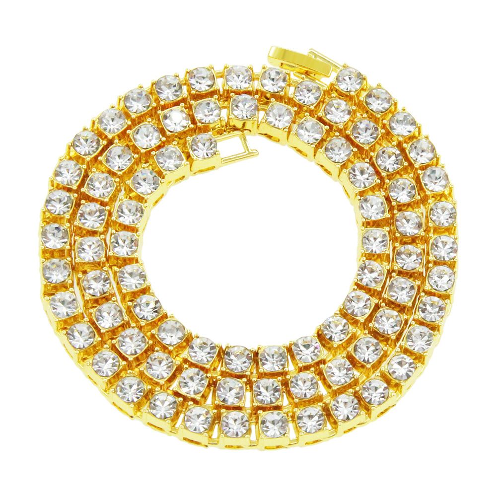 Hip Hop Men's Single Row Necklace Full Diamond Cool Personality Tennis Chain Width 4mm_ipsvogv.com