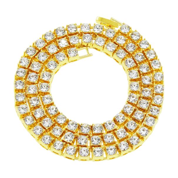 Hip Hop Men's Single Row Necklace Full Diamond Cool Personality Tennis Chain Width 4mm_ipsvogv.com