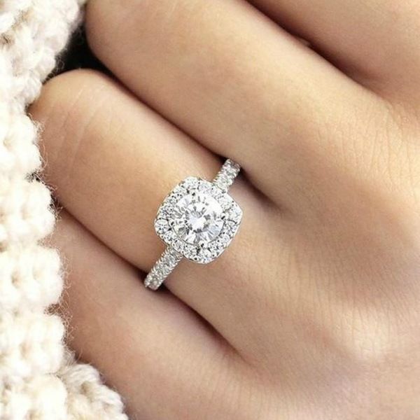 Sanjie Platinum Plated Heart Eight Arrow Simulated Zircon Engagement Ring Jewelry_ipsvogv.com