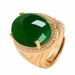 Trendy Live Streaming Gold-Plated Bold Adjustable Green Hetian Jade Cabochon Ring_ipsvogv.com