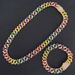 New hip hop mixed color Cuban chain alloy men's accessories personality hip hop style necklace summer matching_ipsvogv.com