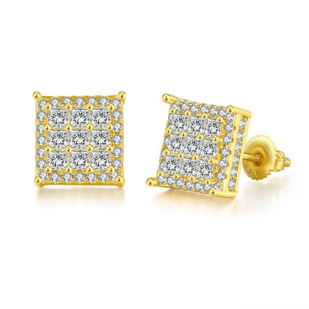 Unisex popular square full diamond thread earrings trendy men's personality all match earrings hip hop earrings hot sale_ipsvogv.com