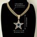 Fashion Full Diamond Blue Five-Pointed Star Necklace Jewelry Unisex Personality Hip-Hop Pendant_ipsvogv.com