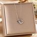 Kwai Live Broadcast Titanium Steel Necklace Women Micro Inlaid Full Diamond Double Ring Love Pendant Temperament_ipsvogv.com