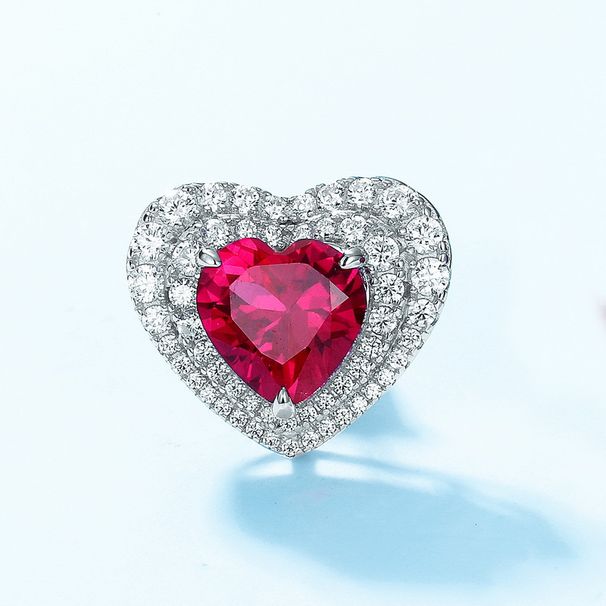 Love cultivation red corundum earrings S925 silver inlaid colored gemstones fashionable earrings light luxury_ipsvogv.com