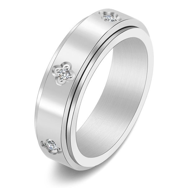 Women's Jewelry Titanium Steel Simple Ladies Rotatable Four Leaf Clover Ring Ins Small Fragrance Style Gold Jewelry_ipsvogv.com