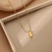 Korean version of minimalist and indifferent style titanium steel small gold brick square pendant necklace, popular_ipsvogv.com