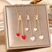 Live Streaming Hot Selling Titanium Steel Necklace For Women's Doubles, Heart-shaped Mother Of Pearl Tassel Pendant,_ipsvogv.com