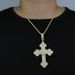 Men's Punk Style Cross Pendant Necklace With Diamond Accents, 60cm Chain (Silver/Gold) Punk Style Large Pendant Jewelry, Goods_ipsvogv.com