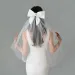 Hair Jewelry Double Layer Mesh Tulle Solid Color Women Short Wedding Veil With Clip Ribbon Edge Center Cascade Bride_ipsvogv.com