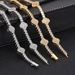 Hip Hop Spring Buckle Zircon Tennis Chain Four-Leaf Clover Men's Bracelet Jewelry High-End Accessories_ipsvogv.com