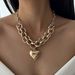 Hip Hop Punk Metal Thick Chain Necklace, Female Cool Style Ins Heart-shaped Pendant, Collarbone Necklace_ipsvogv.com