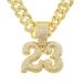 Cool Full Number 23 Pendant Necklace for Men's Hip Hop Personalized Bubble Bar Dressing with Diamond Cuban Chains_ipsvogv.com