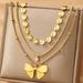 New Minimalist And Fashionable Light Luxury Necklace With Round Embossed Necklace, Personalized Bow, Three-layer_ipsvogv.com