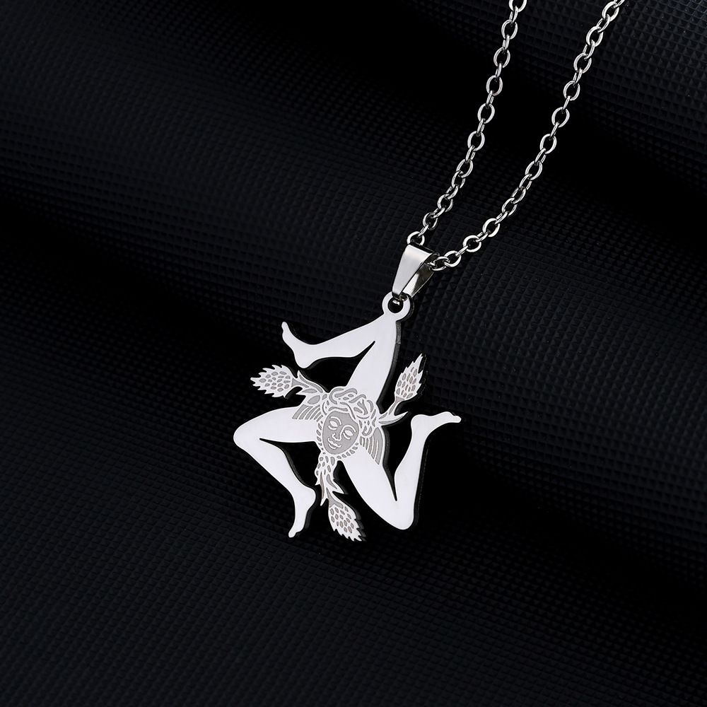 Stainless Steel Italy Sicily City Pendant Necklace Couples Style Family Style Titanium Steel Pendant Accessories_ipsvogv.com
