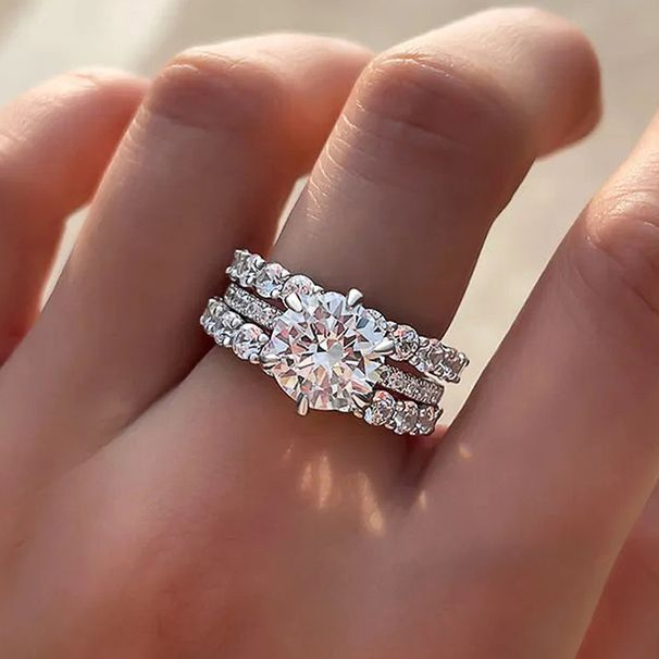 Cao Shi Fashion Trend Bridal Engagement And Wedding Three Sets Of Rings Proposal Geometric Ring_ipsvogv.com