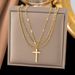 Three Layer Cross Necklace, Female Niche Design, Internet Celebrity Instagram, Cool Style, Titanium Steel Lock Chain,_ipsvogv.com