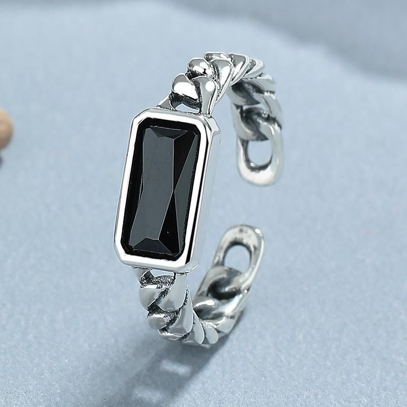 Square For Ring Zircon New Chain Men And Women, Used Black Diamond Open End Temperament Ring, Handheld Jewelry Women, ,_ipsvogv.com