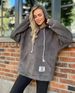 Women's flannel loose hooded long-sleeved pullover plush sweatshirt_ipsvogv.com