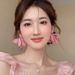 Unisex Pink Sweet Heart Chiffon Petal Earrings Super Fairy Holiday Style Photo Earrings Square Round Face Earring Accessories_ipsvogv.com