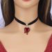 Halloween Gothic Dark Blooddrop Love Necklace Personalized Trendy Hip Hop Heart Shaped Velvet Accessories_ipsvogv.com