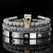 3pcs/set Micro Pave CZ Crown Roman Royal Charm Men Bracelets Stainless Steel Crystals Bangles Couple Handmade Jewelry_ipsvogv.com