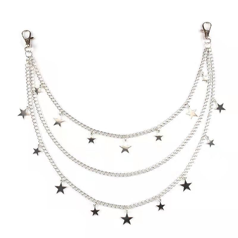 Women's Jewelry Accessories Fashionable And Popular Punk Style Star Multi Layer Pendant Trouser Chain Ins Style Hip Hop Trouser Chain_ipsvogv.com