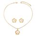 Geometric style women's long necklace set with personalized inlaid pearls, niche design earrings, versatile accessories_ipsvogv.com