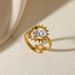 Elegant Pearl Studded Diamond Opening Stainless Steel Set For Women, French Style Non Fading Ring, Fashionable Index_ipsvogv.com