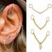Unisex personality piercing ear bone studs ladies zircon tassel chain ear studs fashion earrings with chain_ipsvogv.com