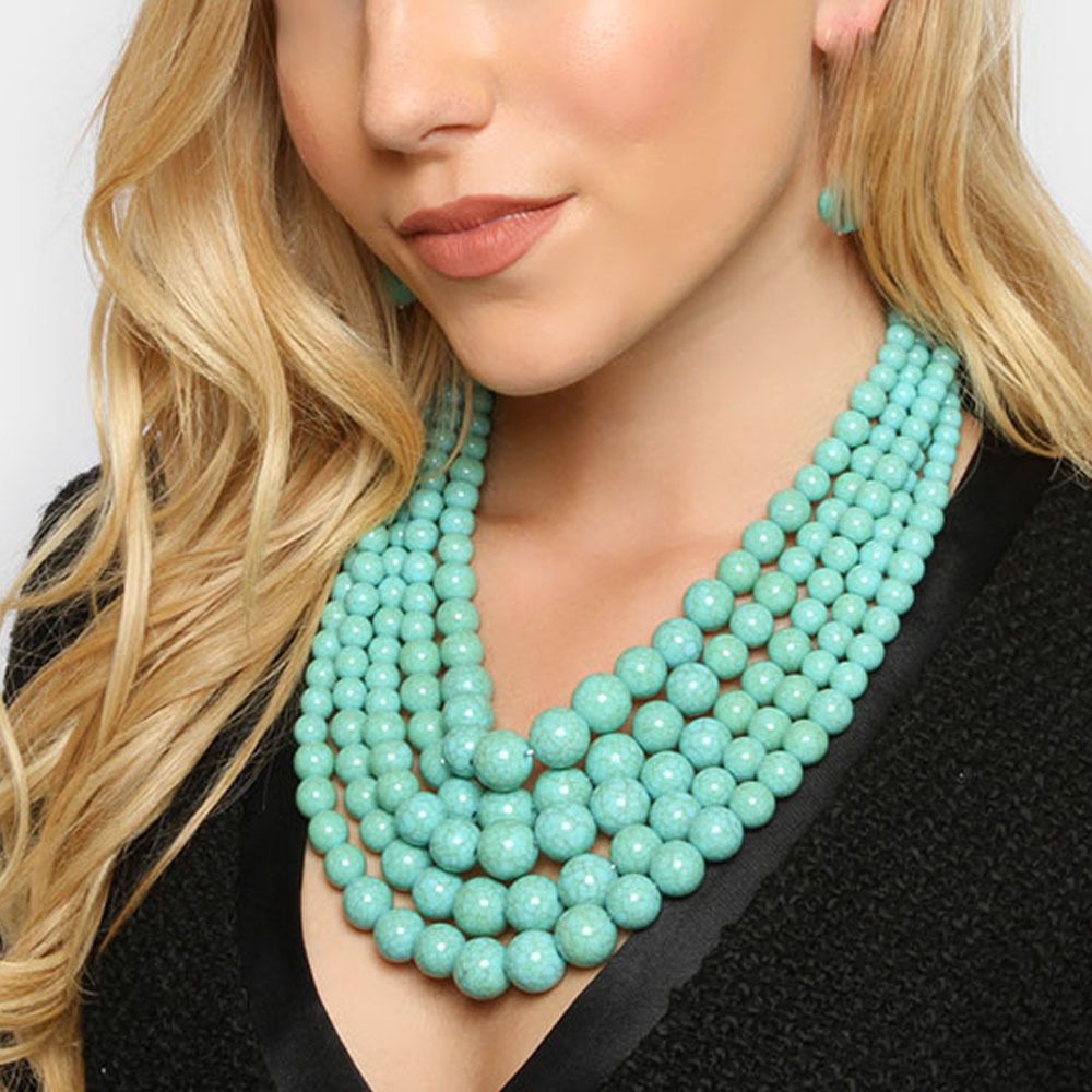 Exaggerated trendy jewelry, crack bead, multi-layer bead necklace 6510_ipsvogv.com