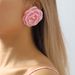 E11632 Fashion Macaron Rose Elegant and Sweet Camellia Fabric Earrings_ipsvogv.com