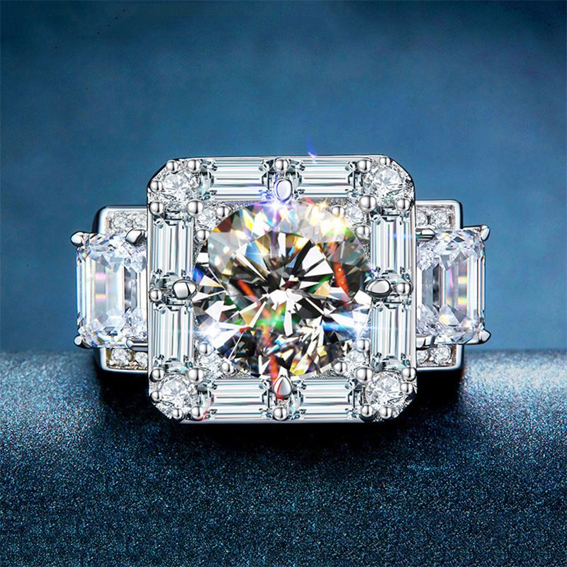 Cao Shi's New Luxury T-shaped Zircon Ri, Copper Plated White Gold, Fully Set With Small Diamonds, Domineeri Men's_ipsvogv.com