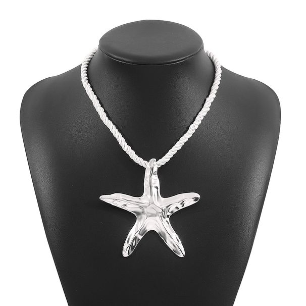 N11944 Design Beach Starfish Pendant Necklace for Women ZA Summer New Irregular Alloy Collar Chain_ipsvogv.com