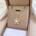 【 Titanium Steel 】 Necklace Earring Light Luxury Full Diamond Five Leaf Flower Pearl Personalized Temperament Banquet_ipsvogv.com
