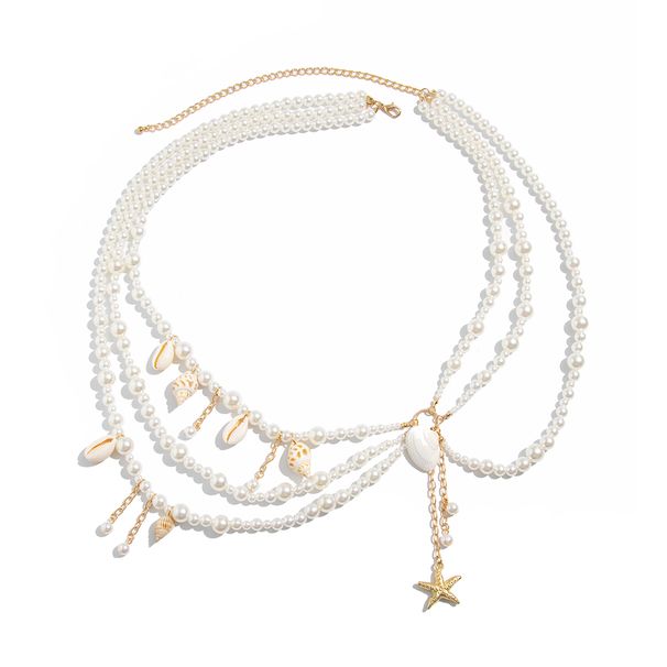 Conch Starfish Pearl Waist Chain Women 2025 Summer Fashion Versatile Internet Celebrity Seaside Travel Vacation Photo Accessories_ipsvogv.com