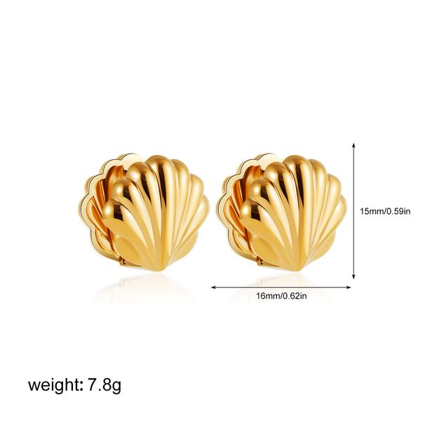 Unisex Fresh Personality Stainless Steel Double Sided Shell Earrings Fashionable And Versatile Temperament And Versatile High End Earrings_ipsvogv.com