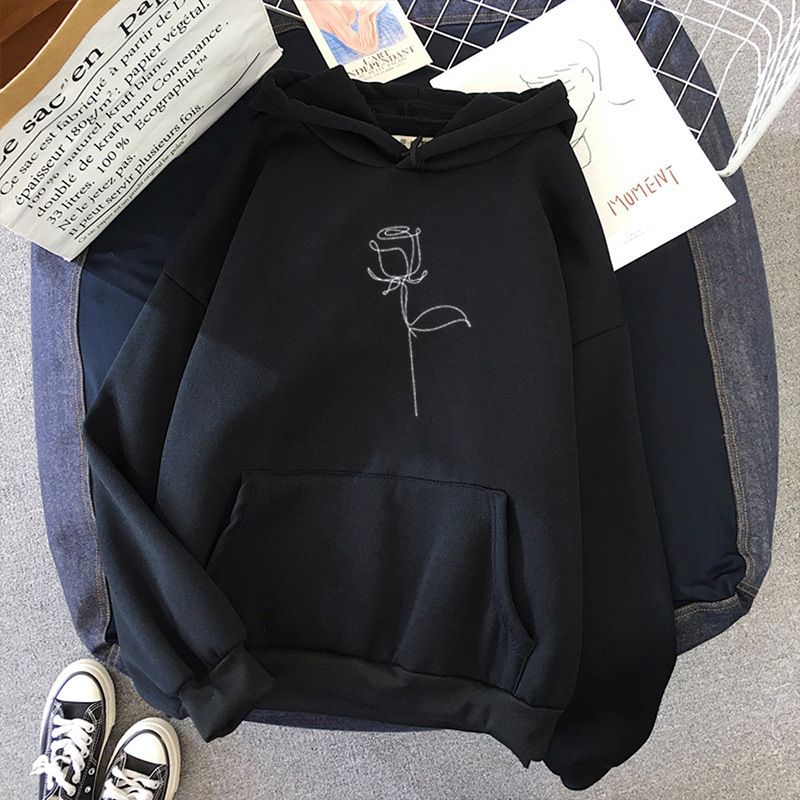 Women's Clothing autumn and winter new style hooded sweatshirt for women plus velvet student loose casual couple long sleeved tops for women_ipsvogv.com