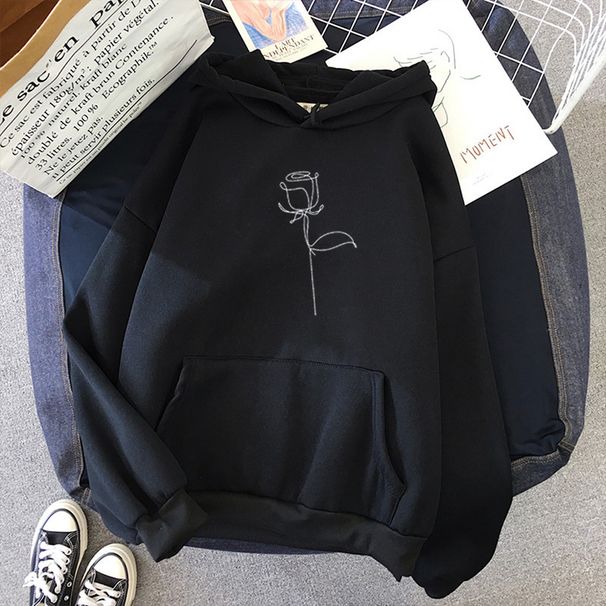 Women's Clothing autumn and winter new style hooded sweatshirt for women plus velvet student loose casual couple long sleeved tops for women_ipsvogv.com