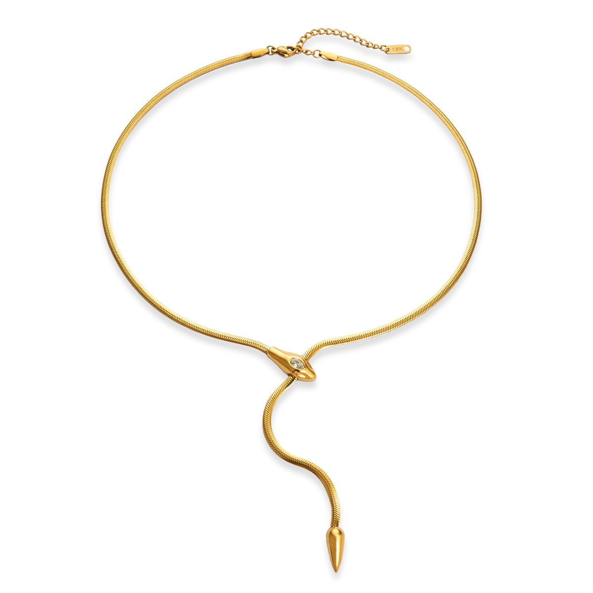 INS Gold-plated Titanium Steel Unique Snake Shaped Zircon Collarbone Blade Chain Necklace_ipsvogv.com