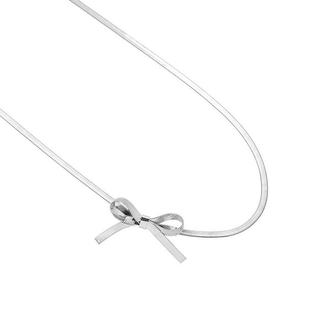 Bow Choker Necklace - Flat Snake Chain Collar (Adjustable Minimalist Gift Box Included)_ipsvogv.com