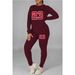 Women's Clothing Large size fat woman autumn and winter women's clothing printed personality casual two piece suit_ipsvogv.com