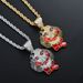 Unisex Necklace Hip Hop Chainsaw Mask Doll Pendant Personality Exaggerated Men's Full Zirconium Hip Hop Accessories_ipsvogv.com