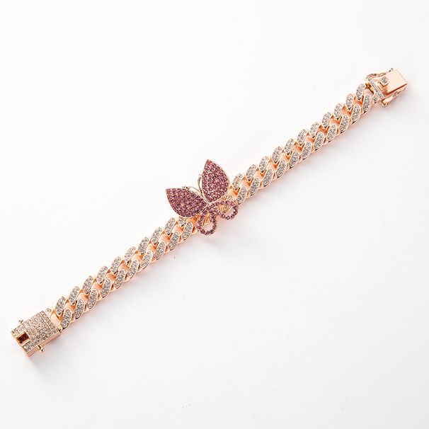 Instagram Style Personalized Full Cuban Necklace Water Diamond Butterfly Collarbone Neck Chain Hip-hop Jewelry_ipsvogv.com