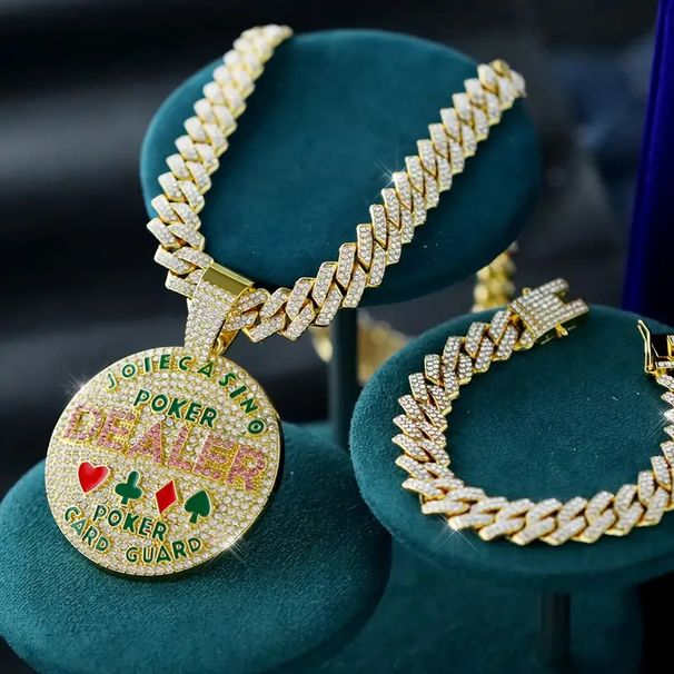 New Geometric Round Letter Creative Exaggerated Alloy Full Diamond Hip-Hop Pendant_ipsvogv.com