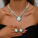 Women’s Jewelry Set Fashion Jewelry Set Luxury Sparkling Rhinestone Necklace Earring Set Fashion Fan Shaped Tassel Jewelry For Women_ipsvogv.com